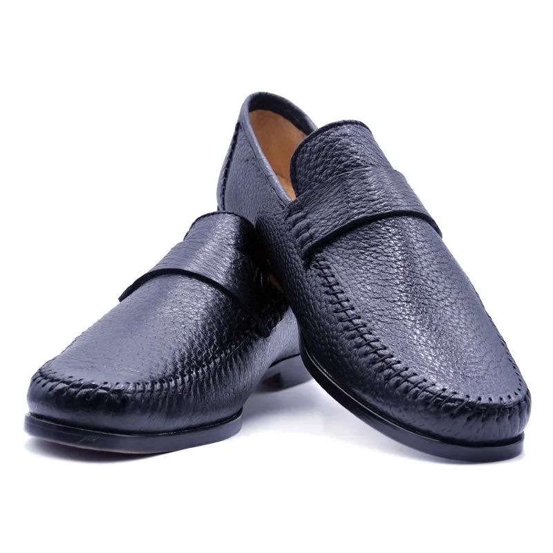 19-025-BLK PARMA Peccary Loafer, Black Size 9