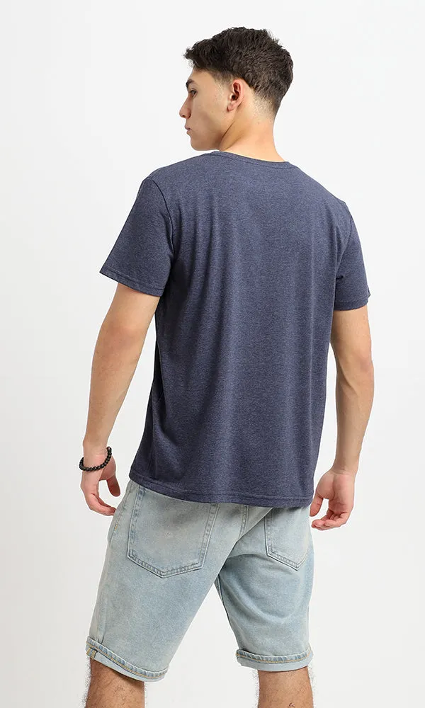 33861 Heather Navy Blue Crew Neck Cotton Tee