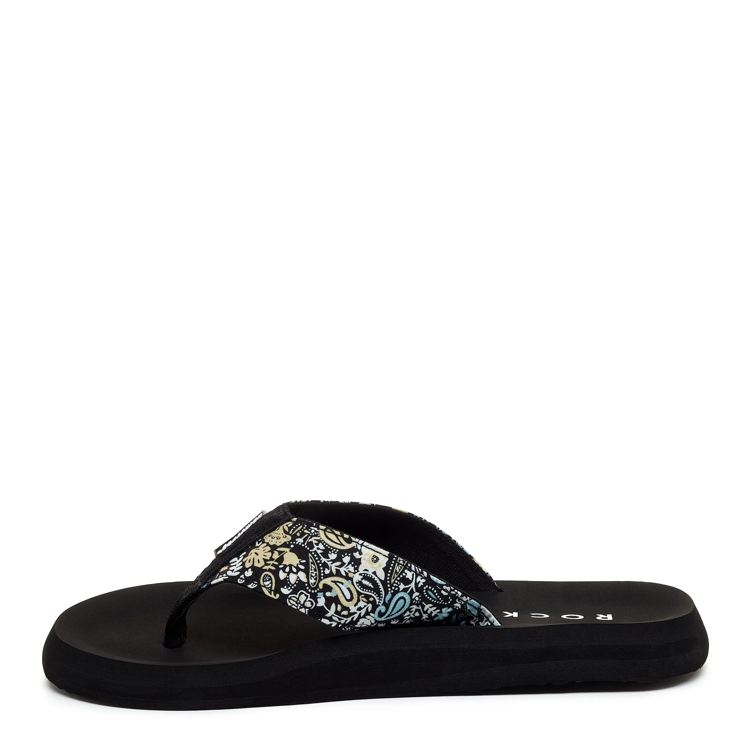 Adios Black Petite Floral Flip-Flops