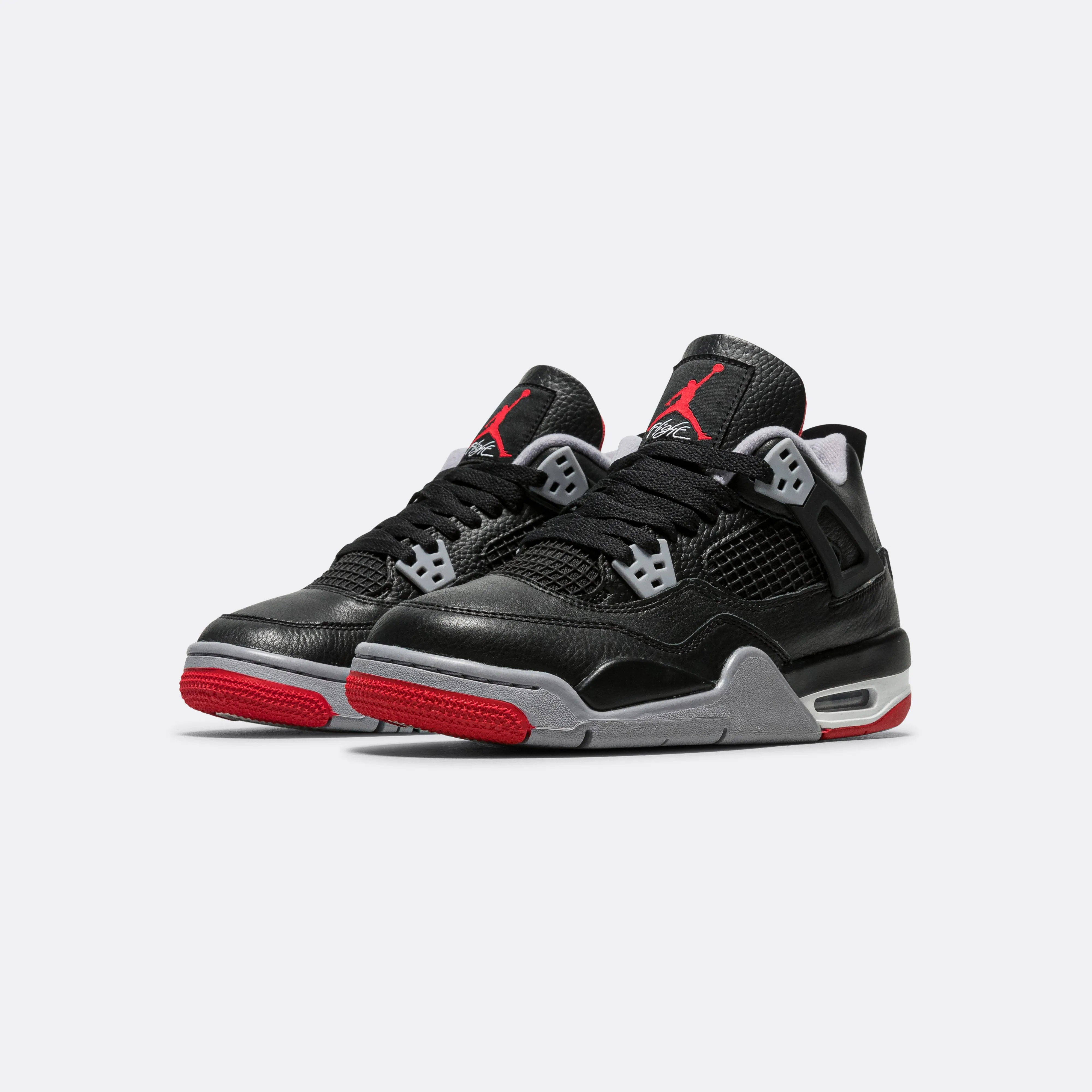 Air Jordan 4 Retro (GS) - Black/Fire-Red Cement Grey