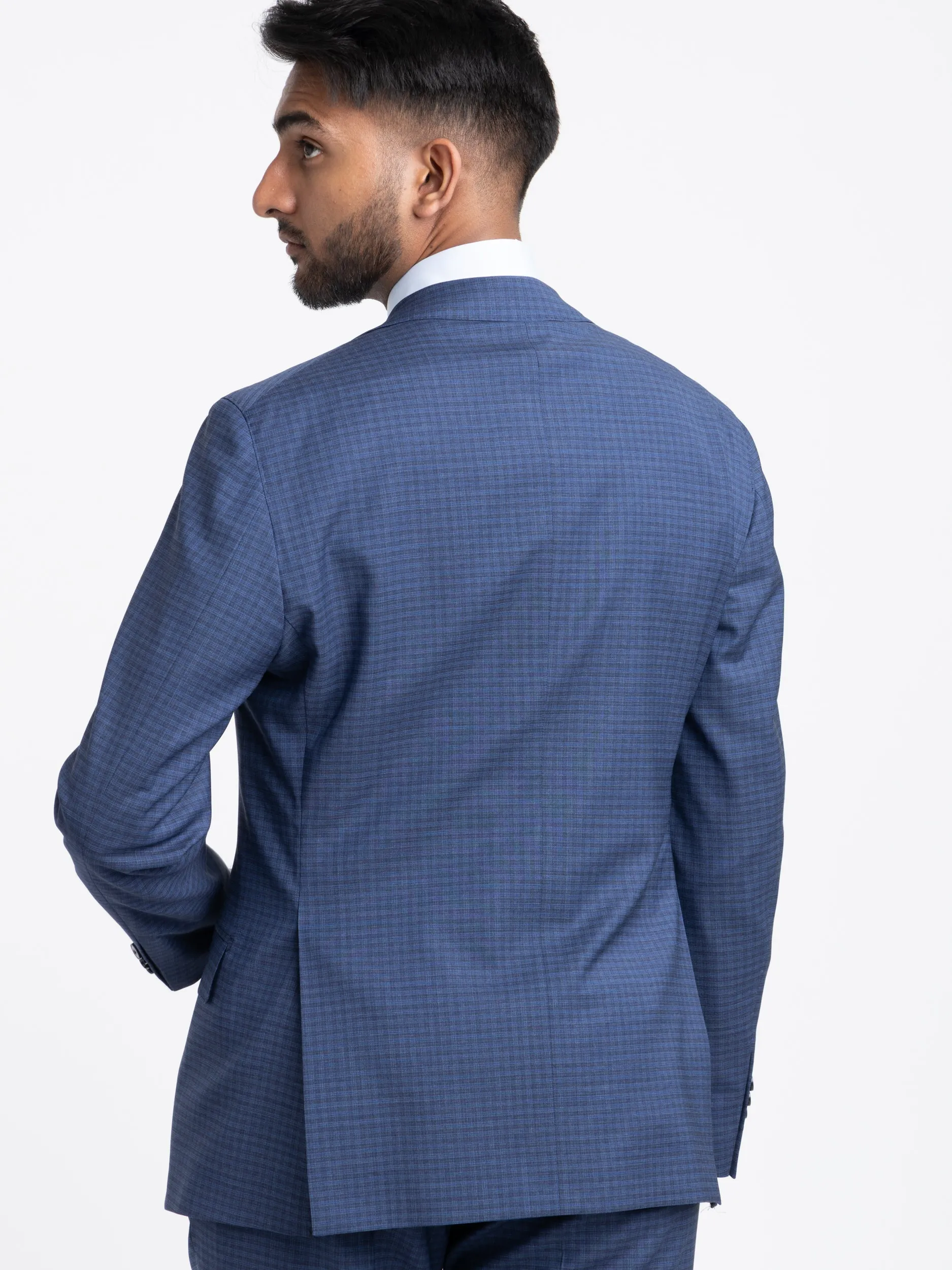 Blue Check Wool Suit