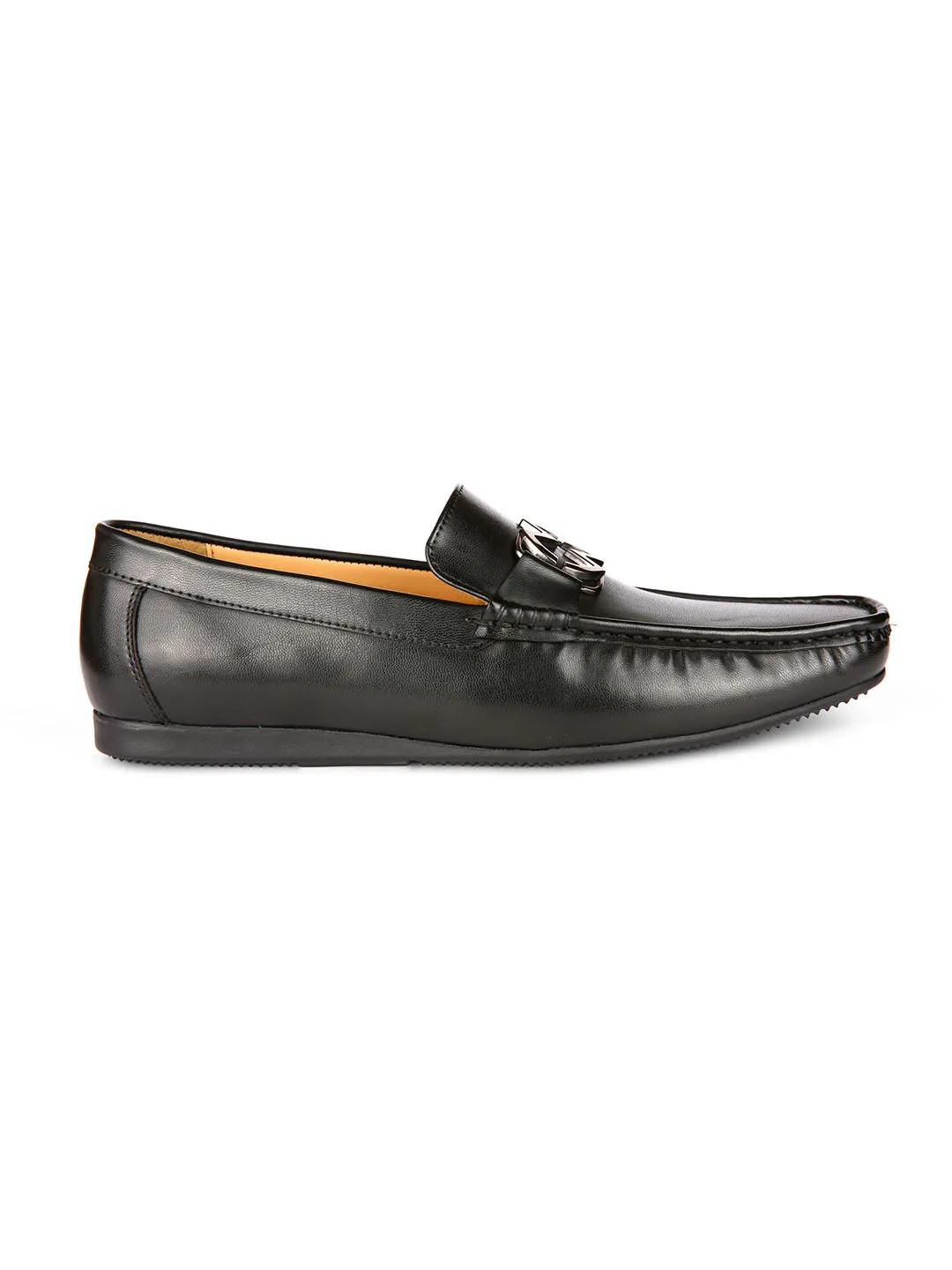 Bracket Buckled Black Loafers