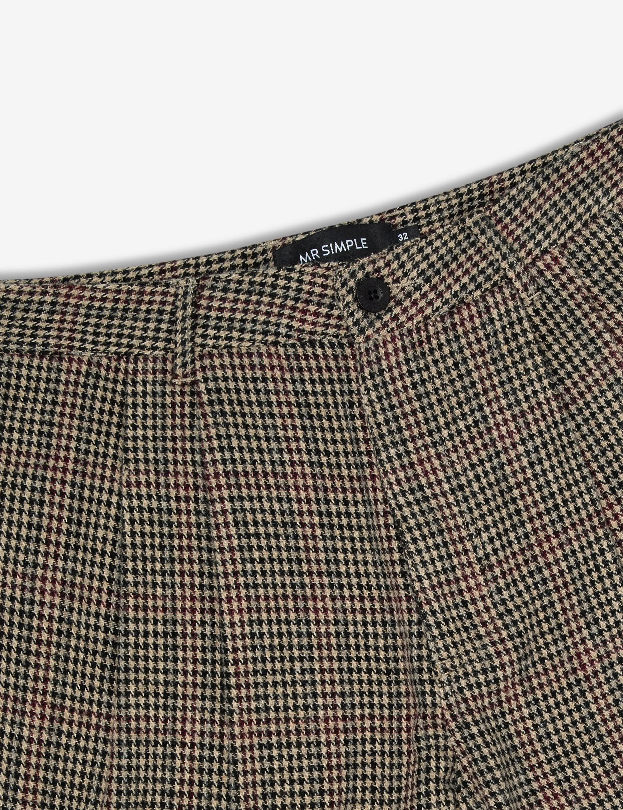 Brooklyn Pleated Pant - Natural Houndstooth