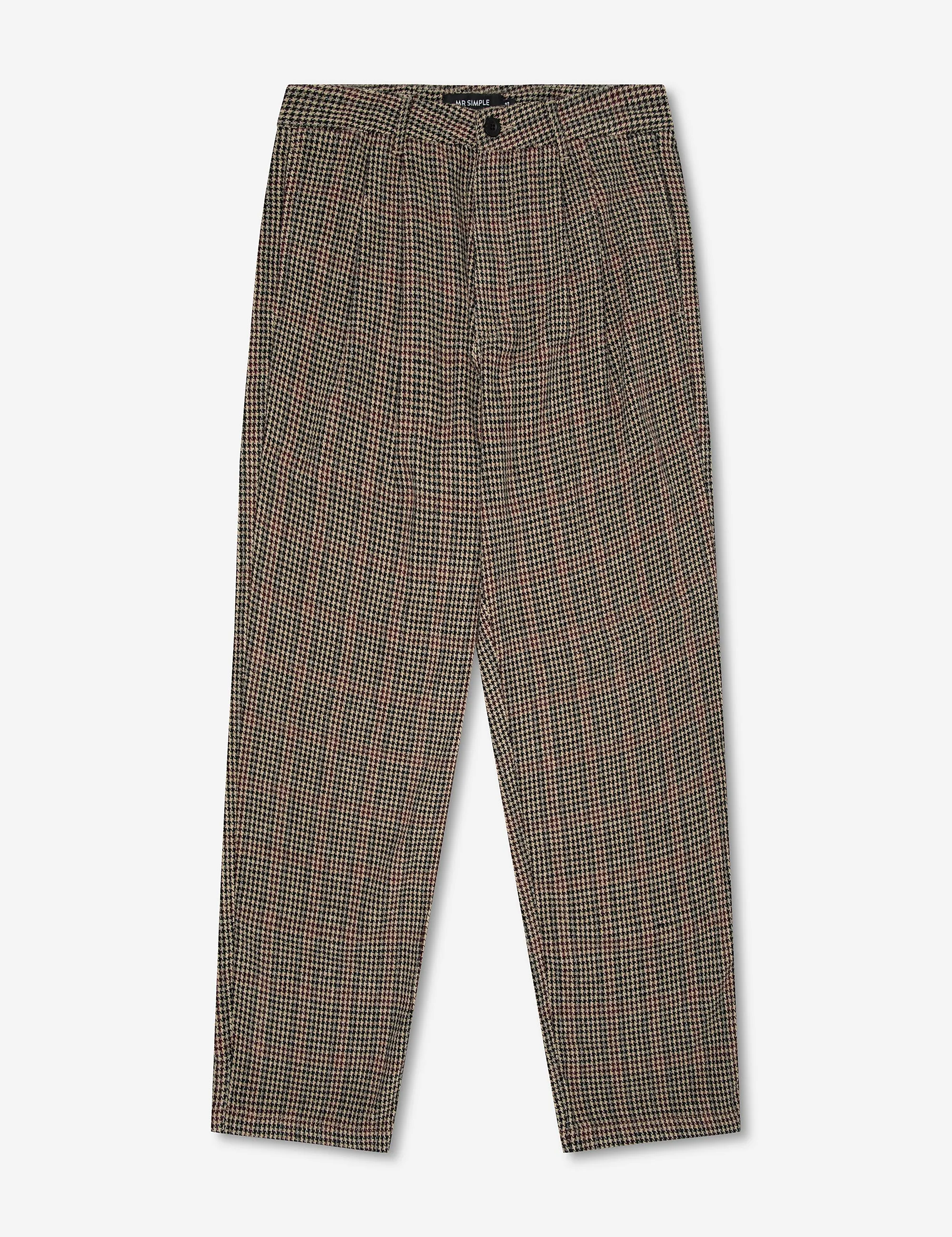 Brooklyn Pleated Pant - Natural Houndstooth