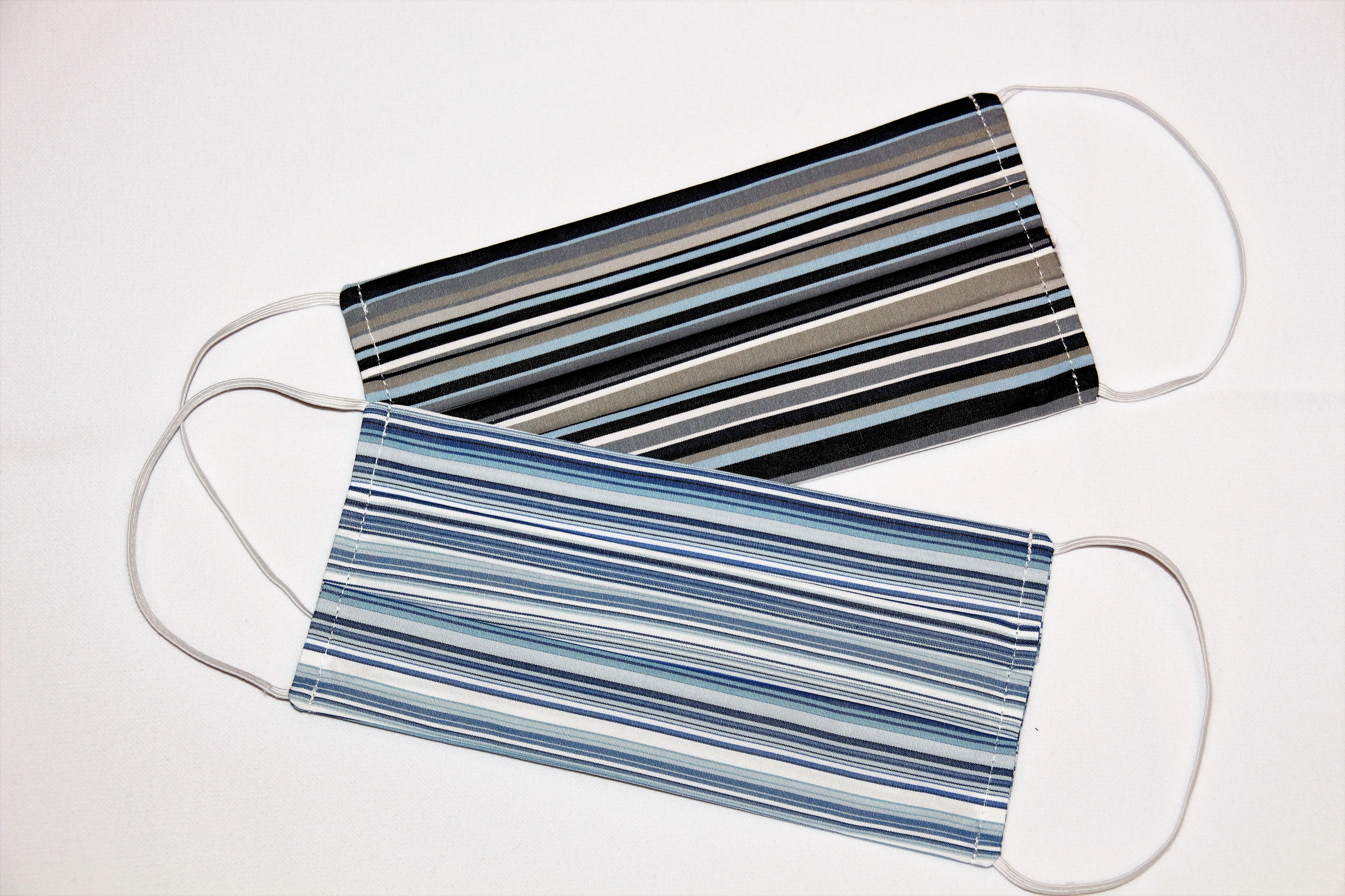 Busy Face Mask Blue Stripe Reusable Washable Cotton Viscose 2 Pack