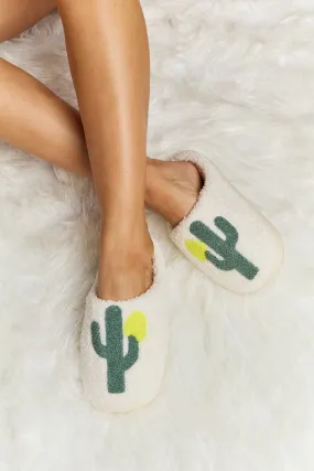 Cactus Plush Slide Slippers in Ivory