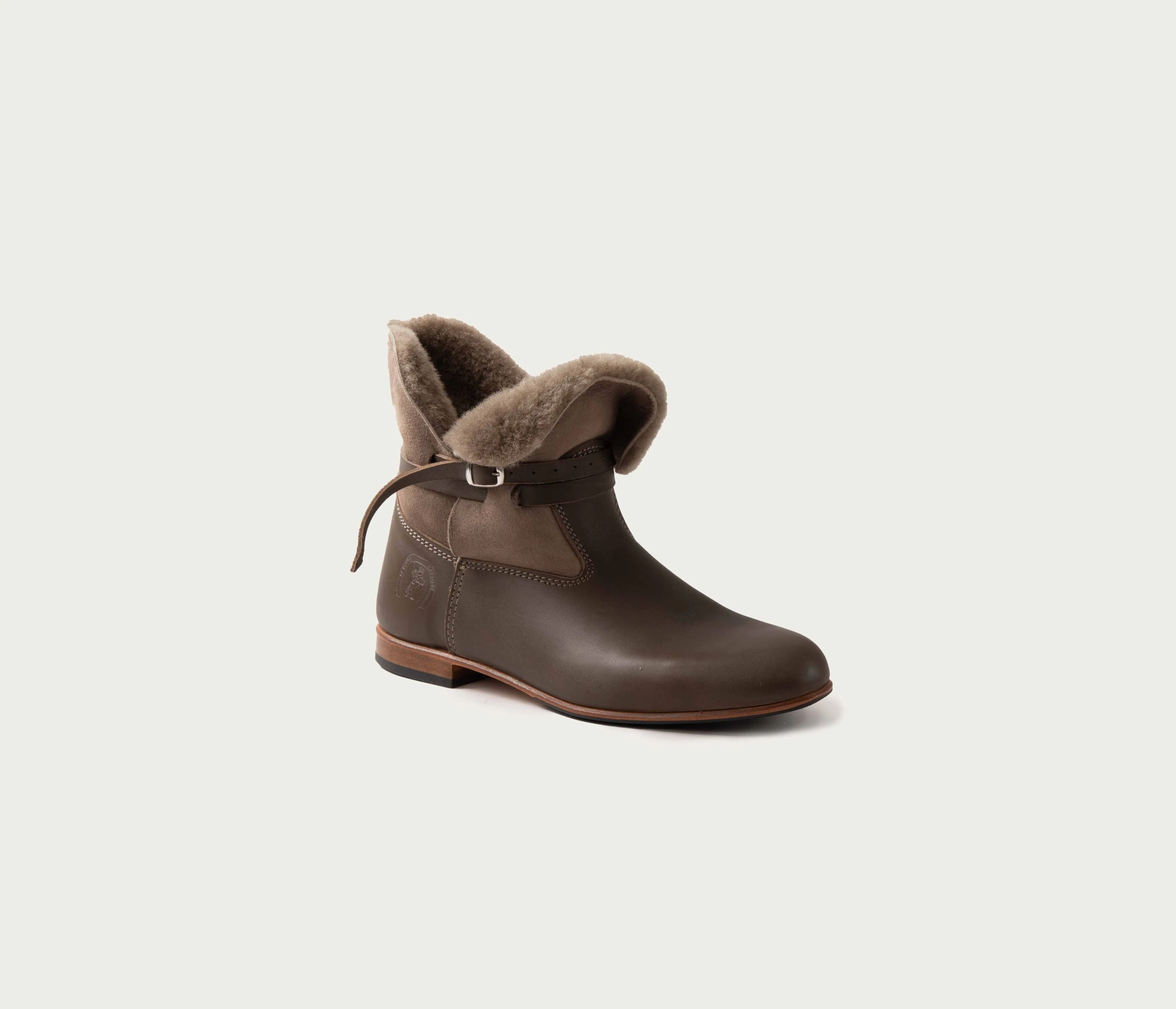 Chelby Soft Taupe &amp; Sheepskin Ankle Boot - Low Price