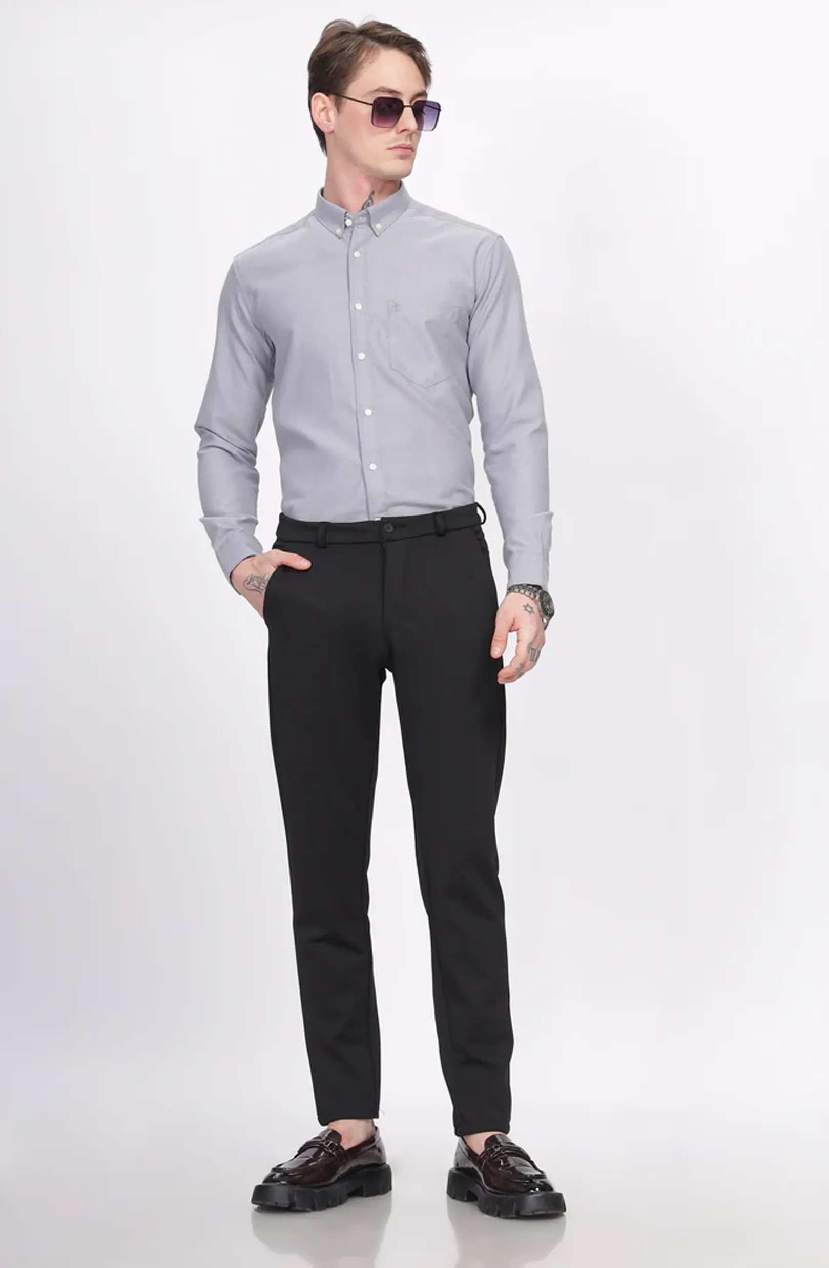 Classic Oxford Silver White Formal Shirt