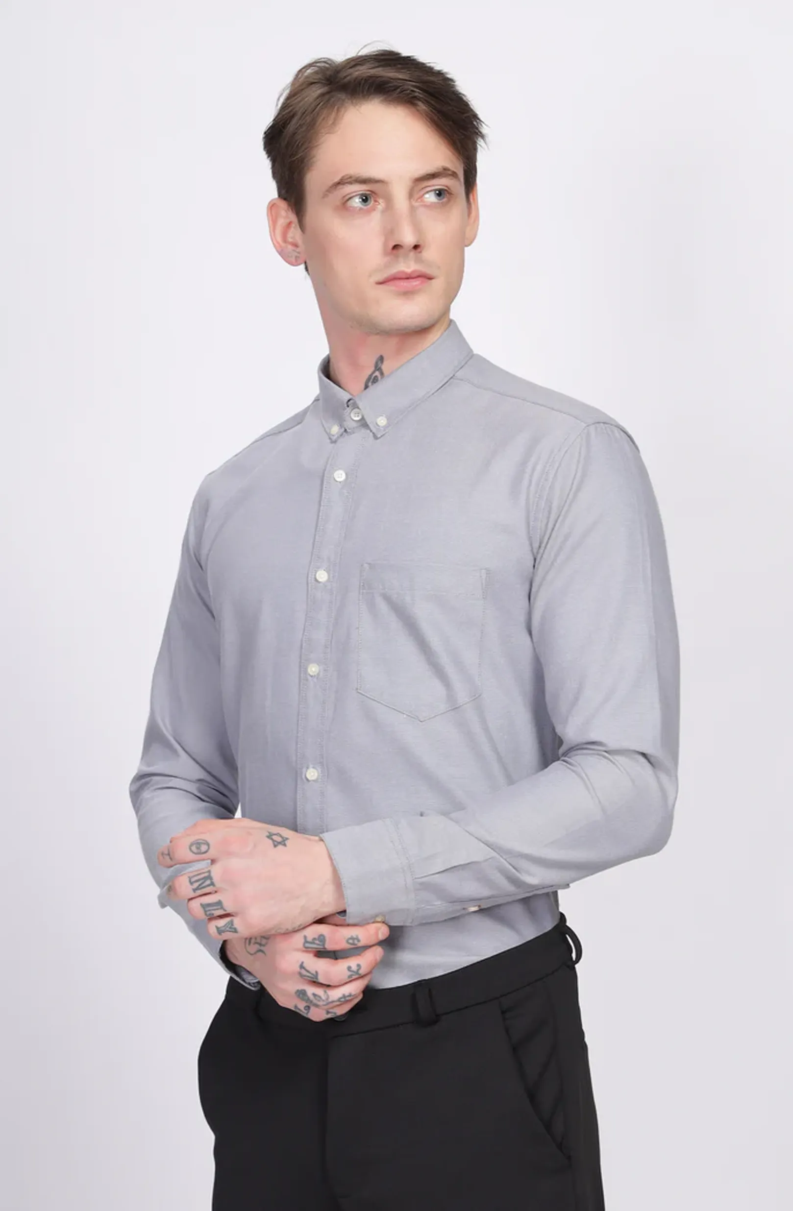 Classic Oxford Silver White Formal Shirt