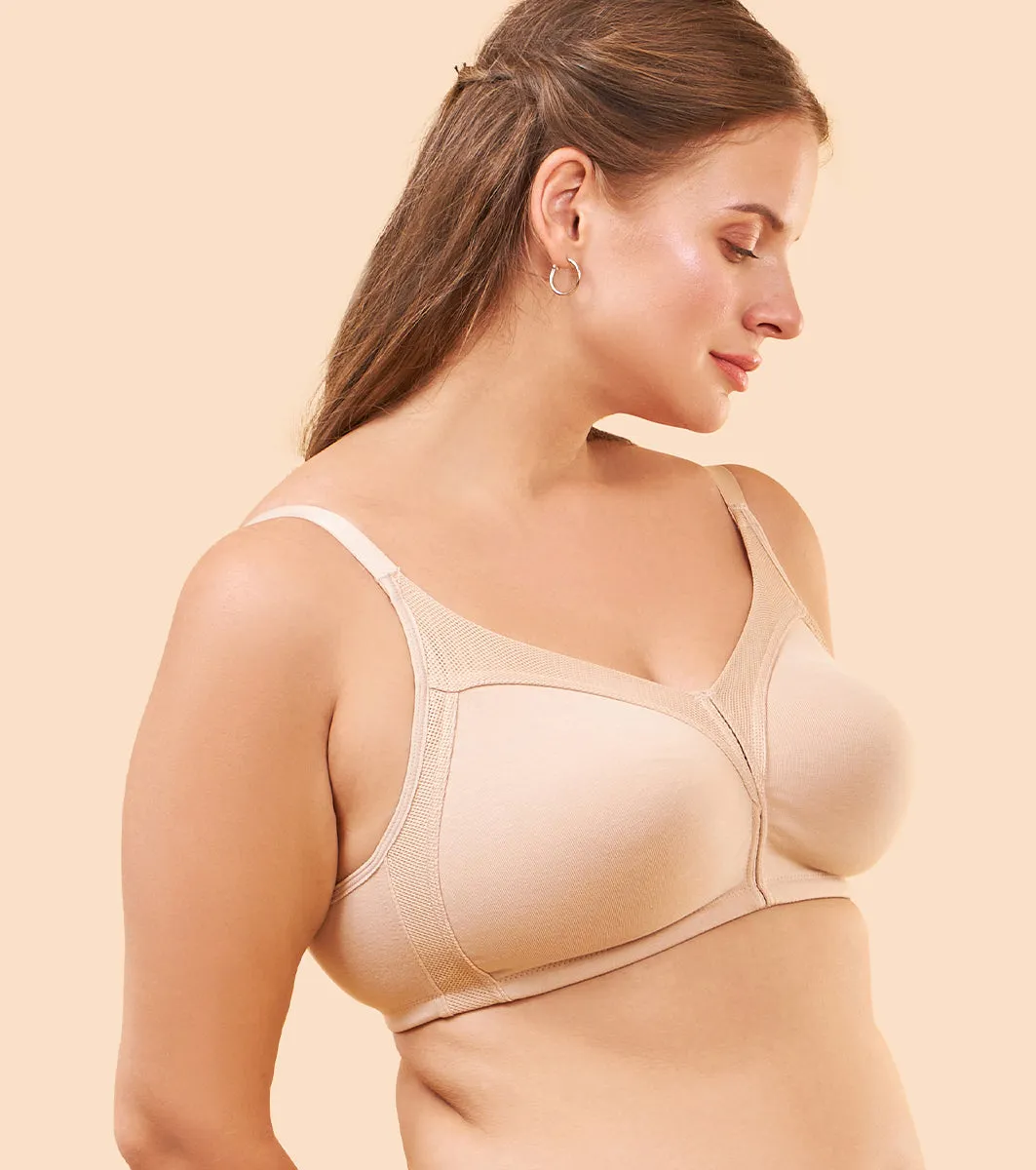 Enamor Fab-Cool AB75 M-frame Jiggle Control Full Support Stretch Cotton Bra for Women- Full Coverage, Non Padded and Wirefree - Pale Skin