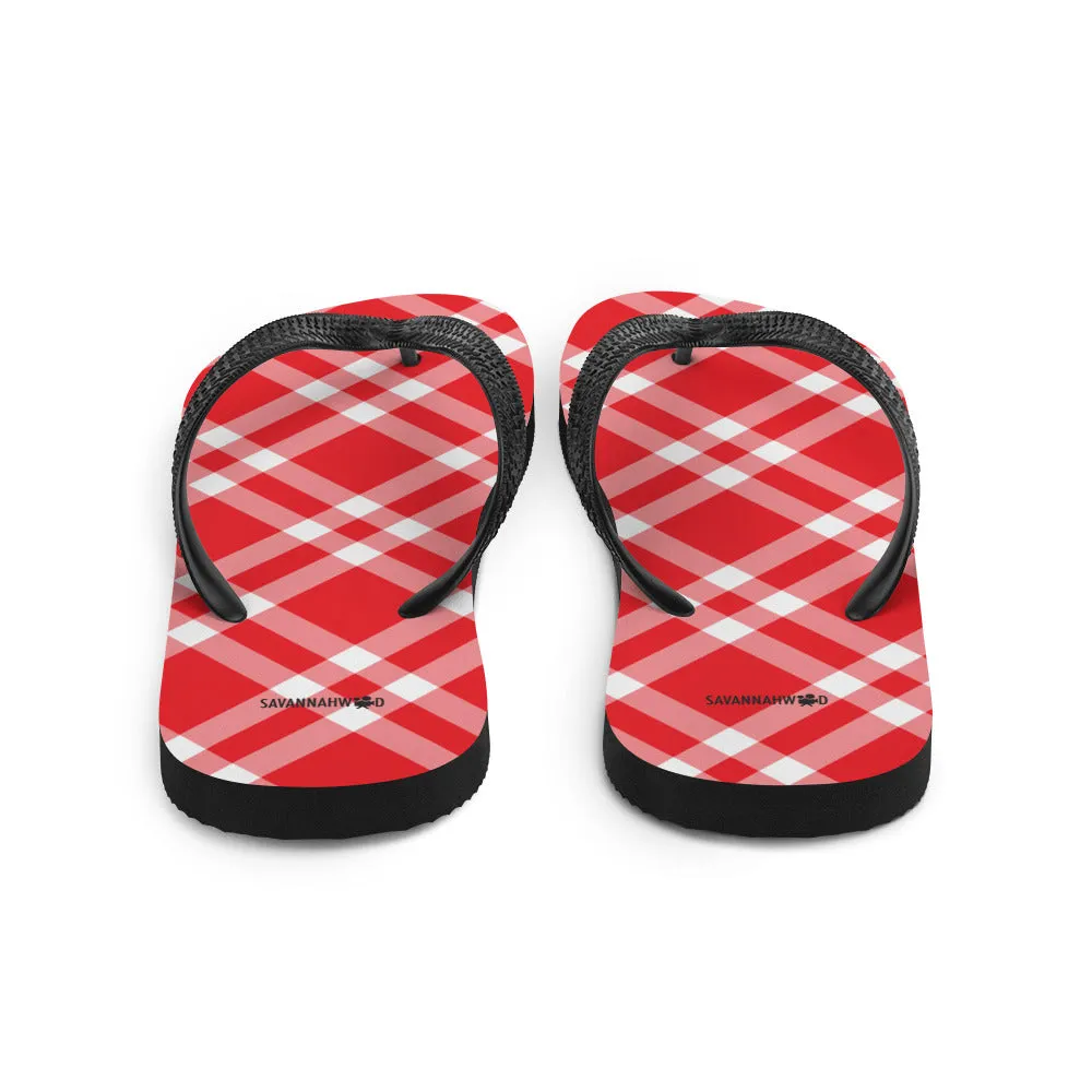 Flip-Flops Women's Red and White Gingham