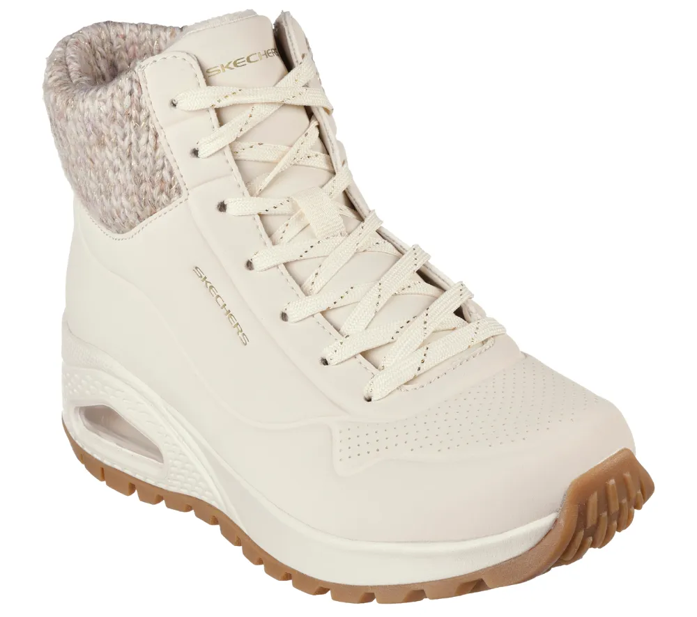 Ghete sport, dama, SKECHERS, Uno Rugged Darling Daze 167988-NAT crem, piele ecologica