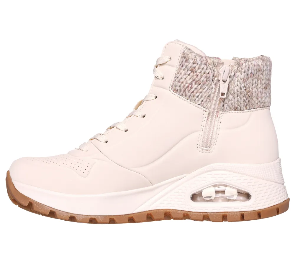 Ghete sport, dama, SKECHERS, Uno Rugged Darling Daze 167988-NAT crem, piele ecologica