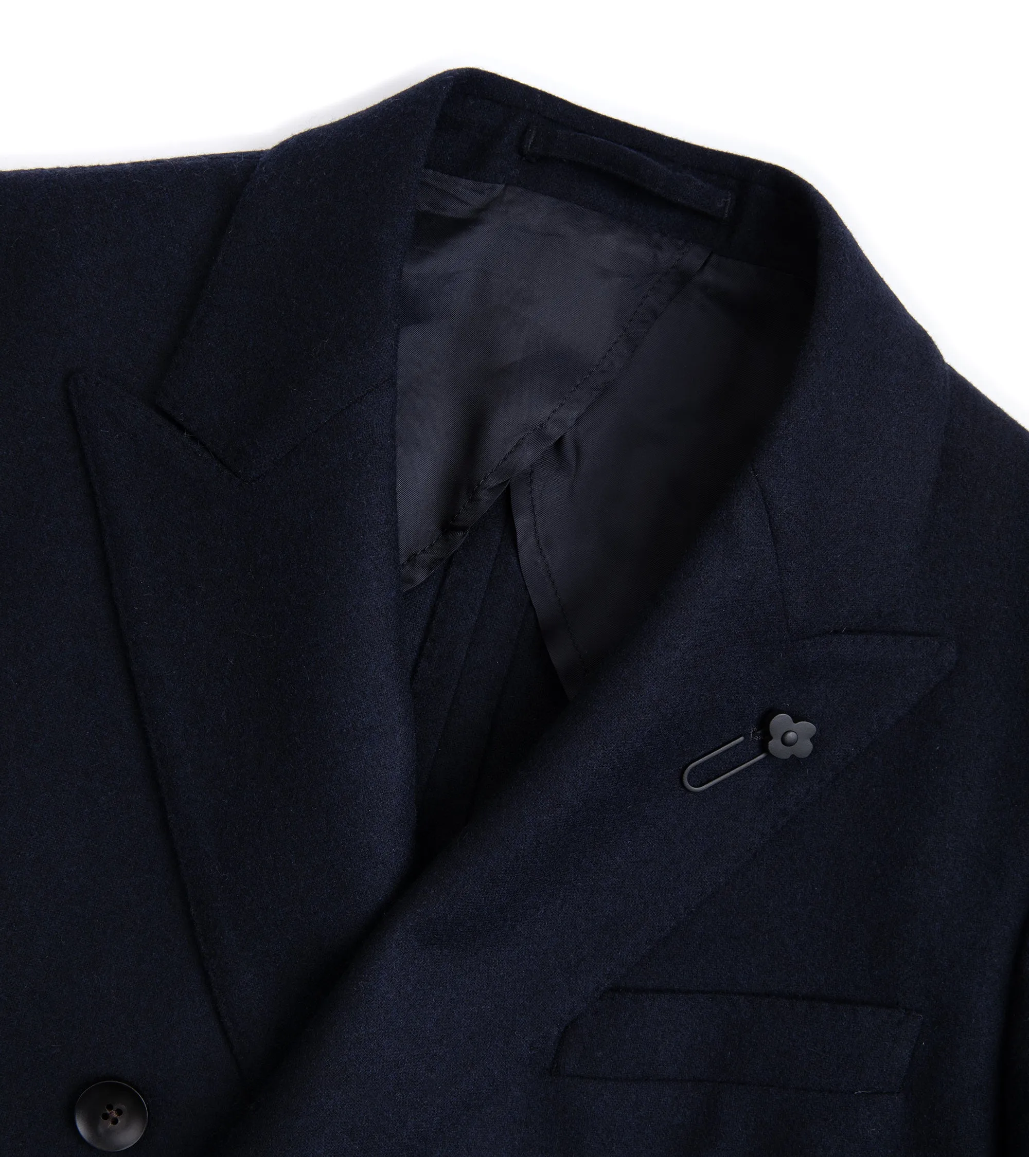 Lardini Wool Cashmere Flannel Double Breasted Jacket: Navy