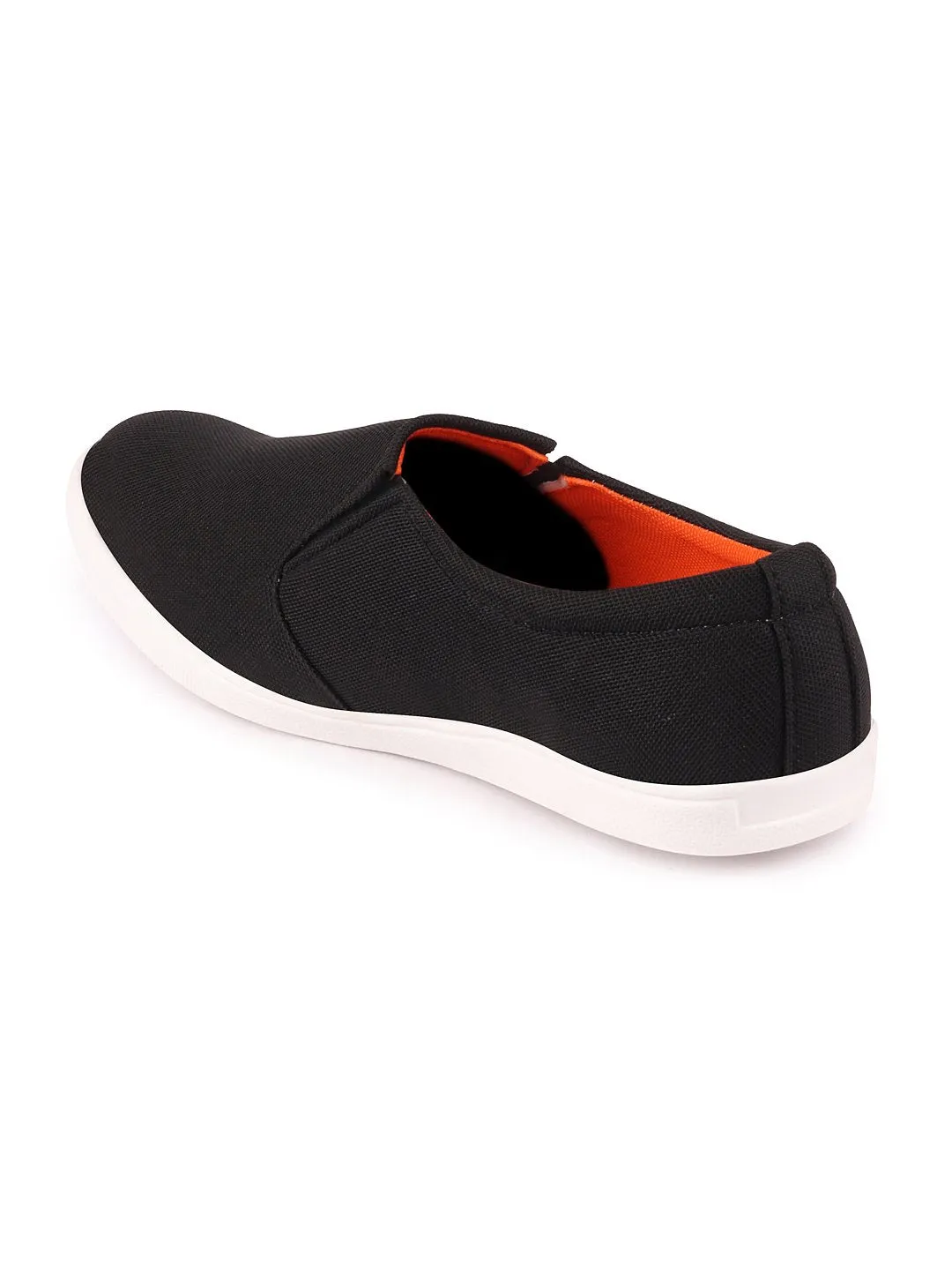 Men Black Casual Canvas Slip-On Loafers