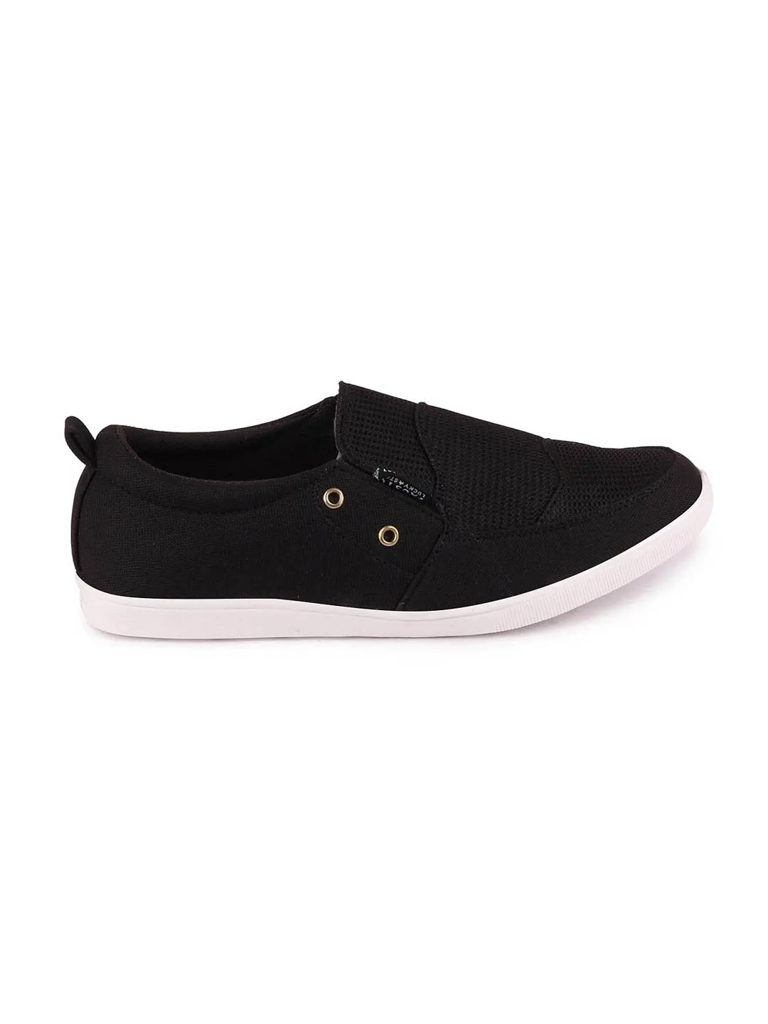 Men Black Casual Canvas Slip-On Loafers