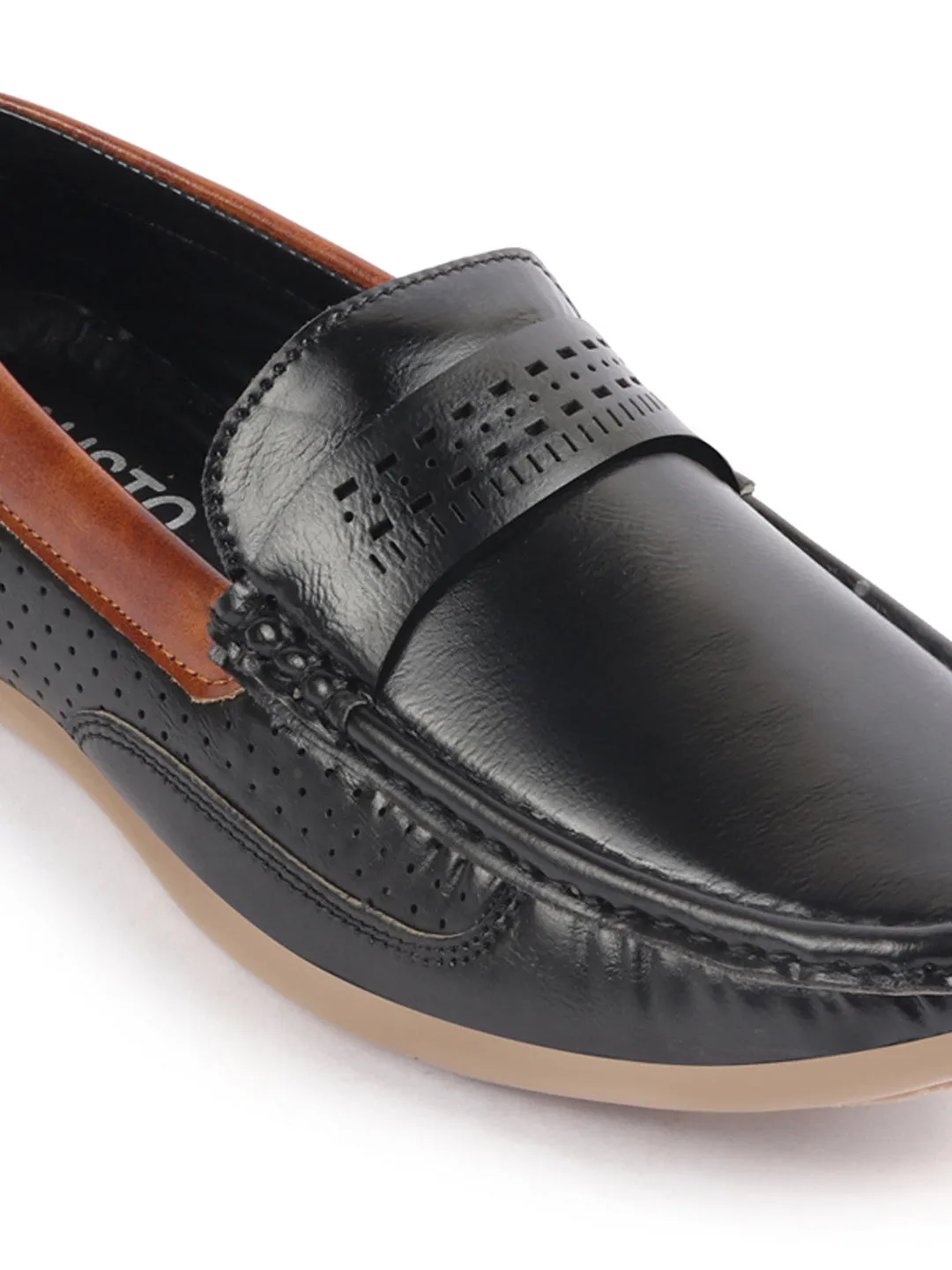 Men Black Casual Slip-On Loafers