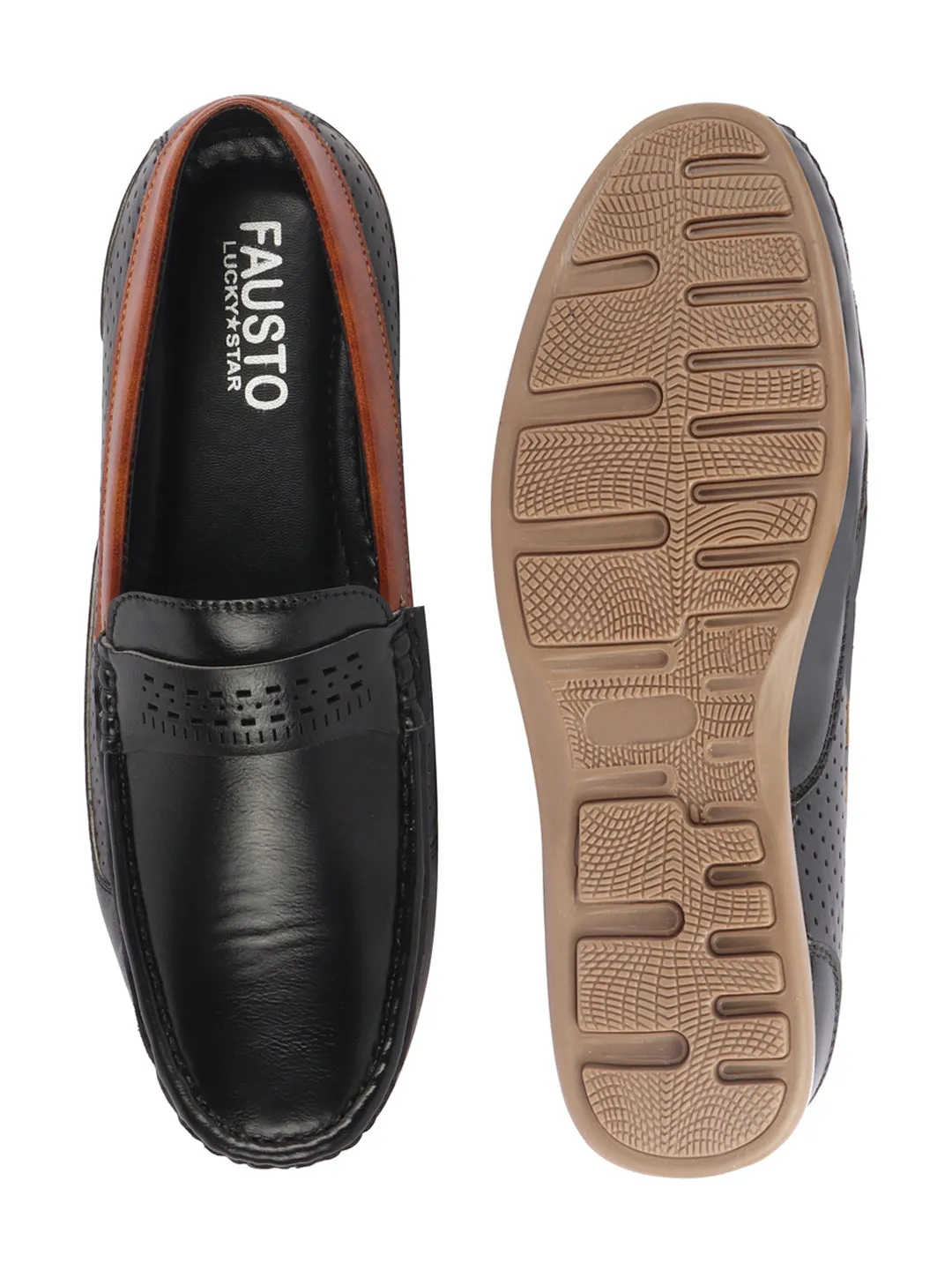 Men Black Casual Slip-On Loafers