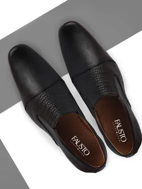 Men Black Formal Leather Slip On Shoes