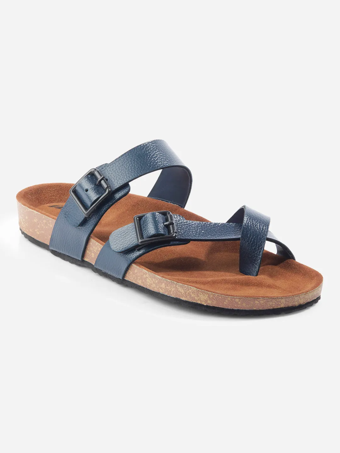 Men's Blue Double Band Strap Comfort Sandals (IX5012)