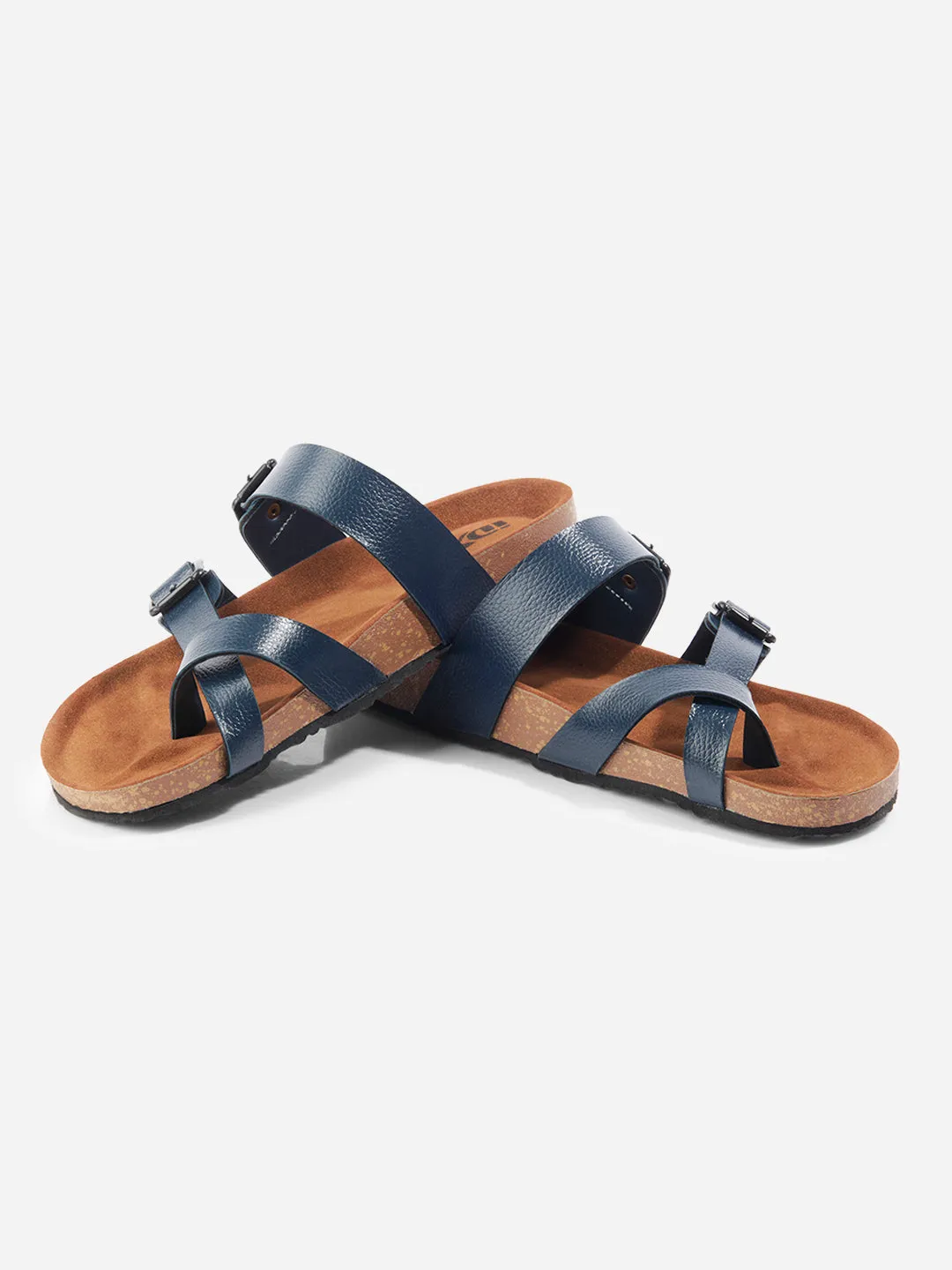 Men's Blue Double Band Strap Comfort Sandals (IX5012)