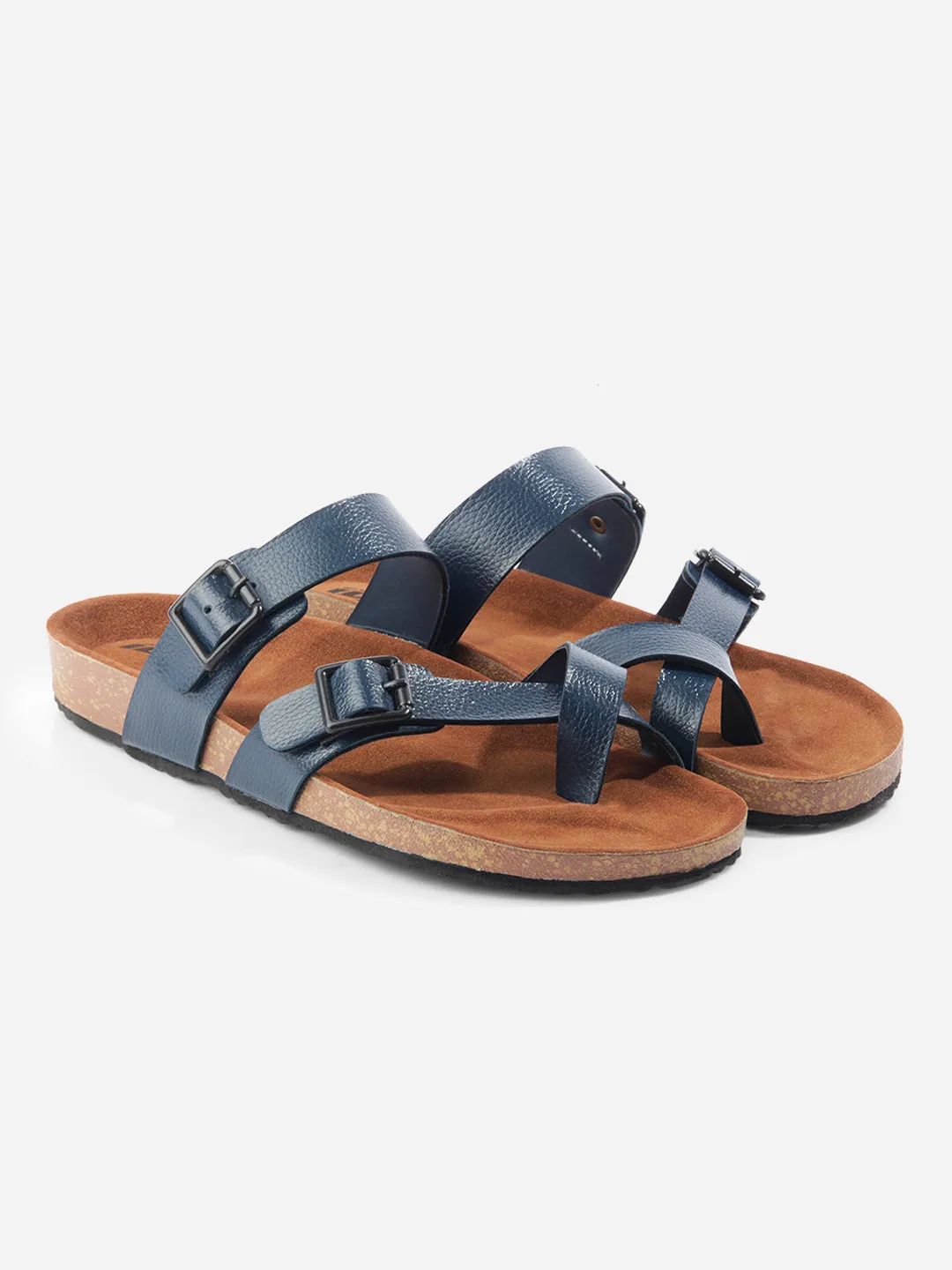 Men's Blue Double Band Strap Comfort Sandals (IX5012)