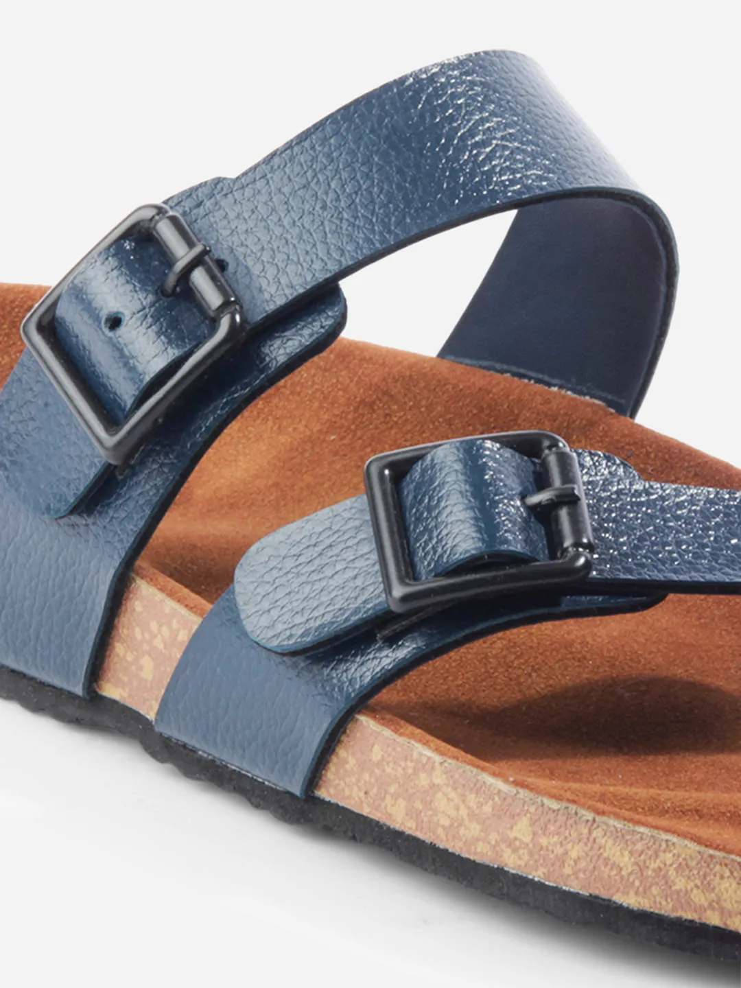 Men's Blue Double Band Strap Comfort Sandals (IX5012)