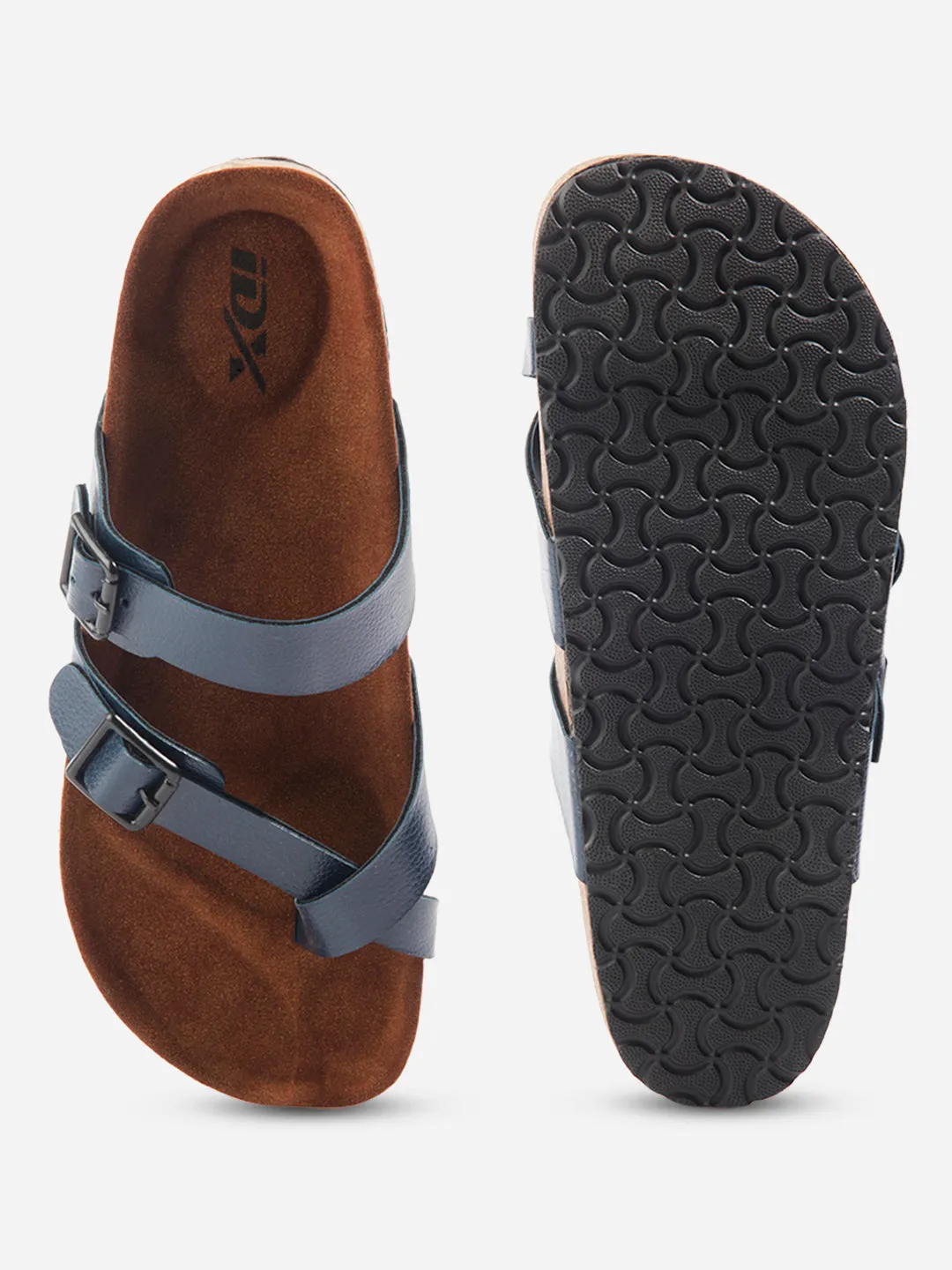 Men's Blue Double Band Strap Comfort Sandals (IX5012)