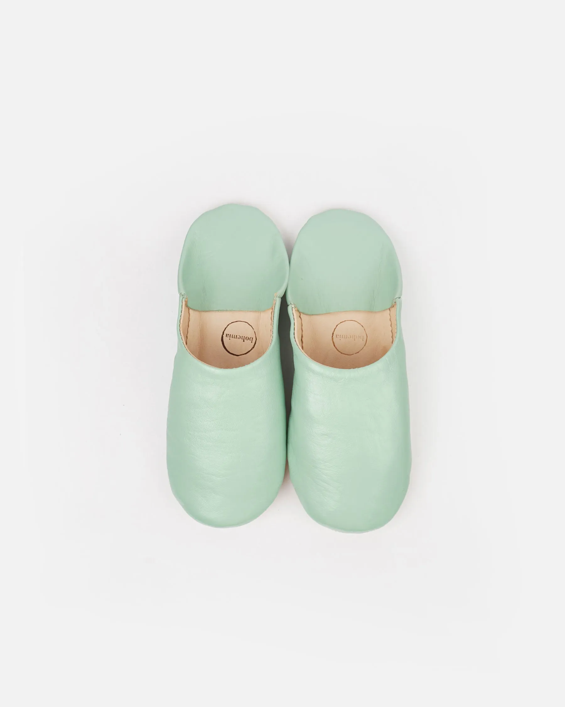 Moroccan Babouche Basic Slippers, Mint