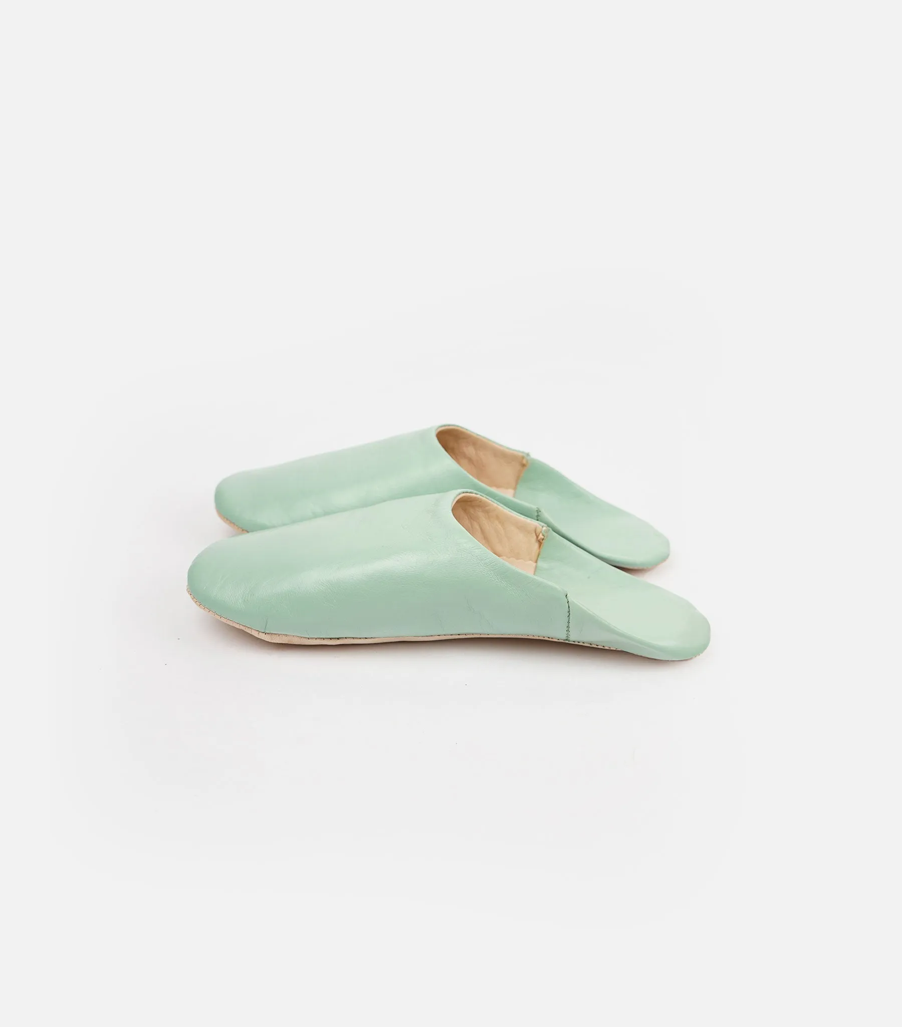 Moroccan Babouche Basic Slippers, Mint