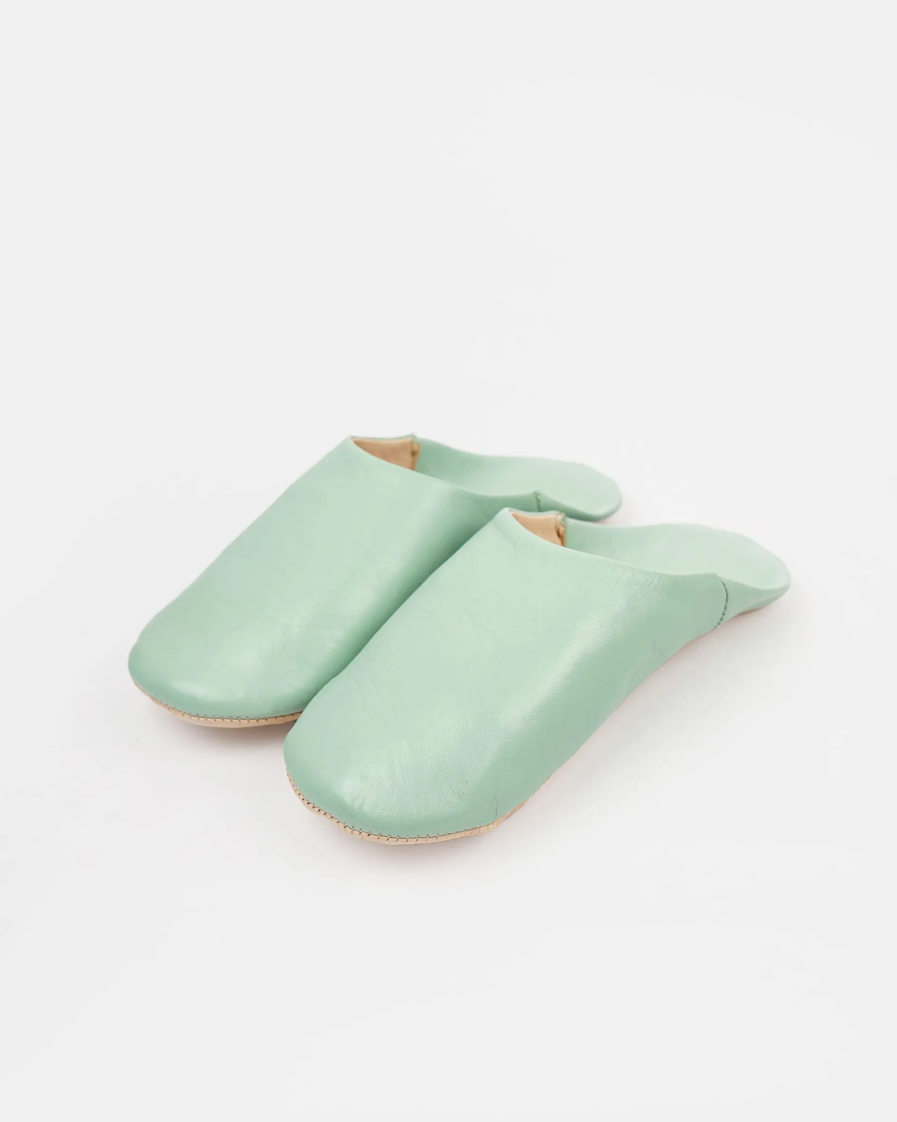 Moroccan Babouche Basic Slippers, Mint