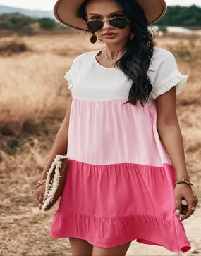 Pink Color Block Dress