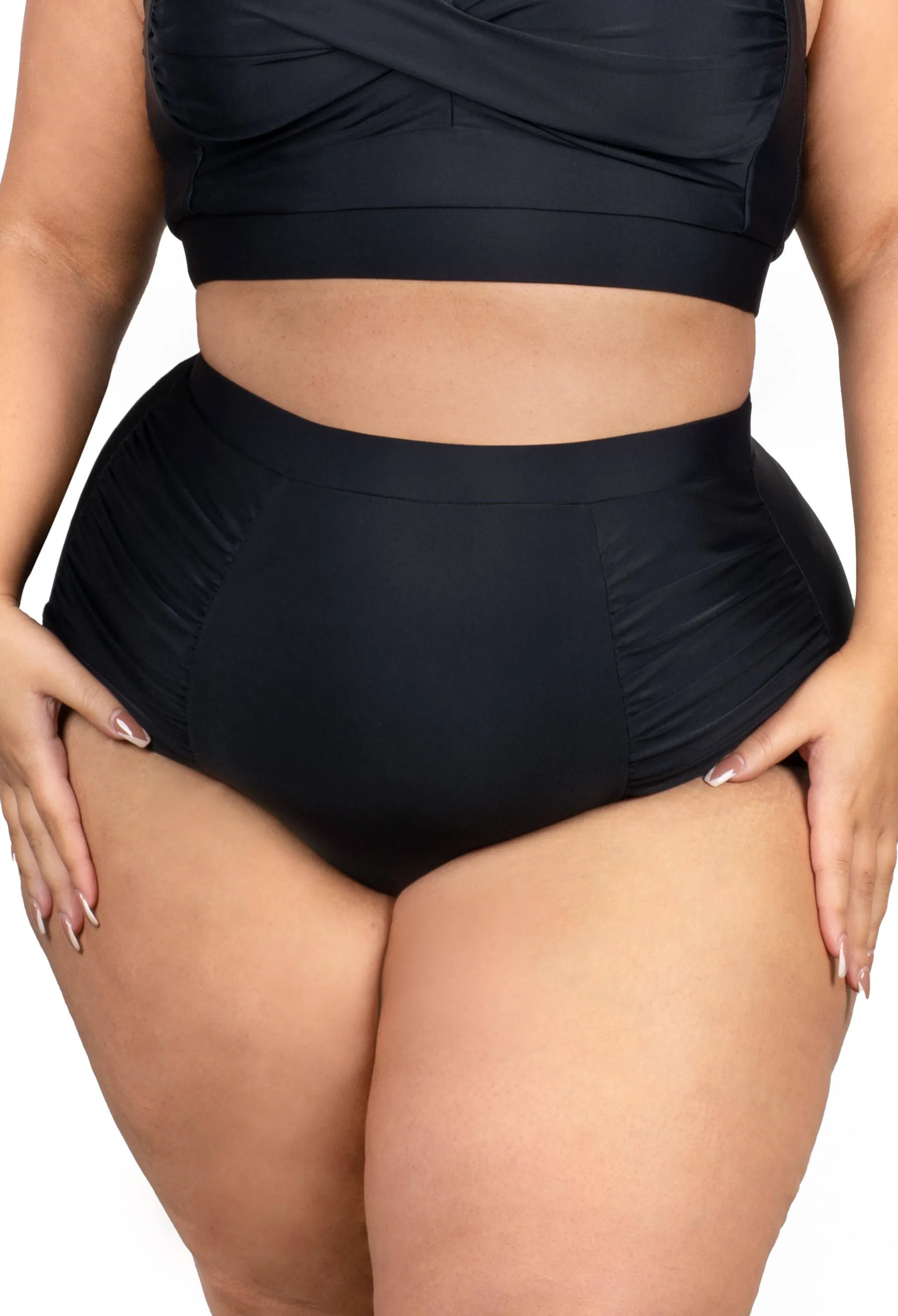 Plus Size Shaping High Waisted Brief and Tankini Swimsuit Set