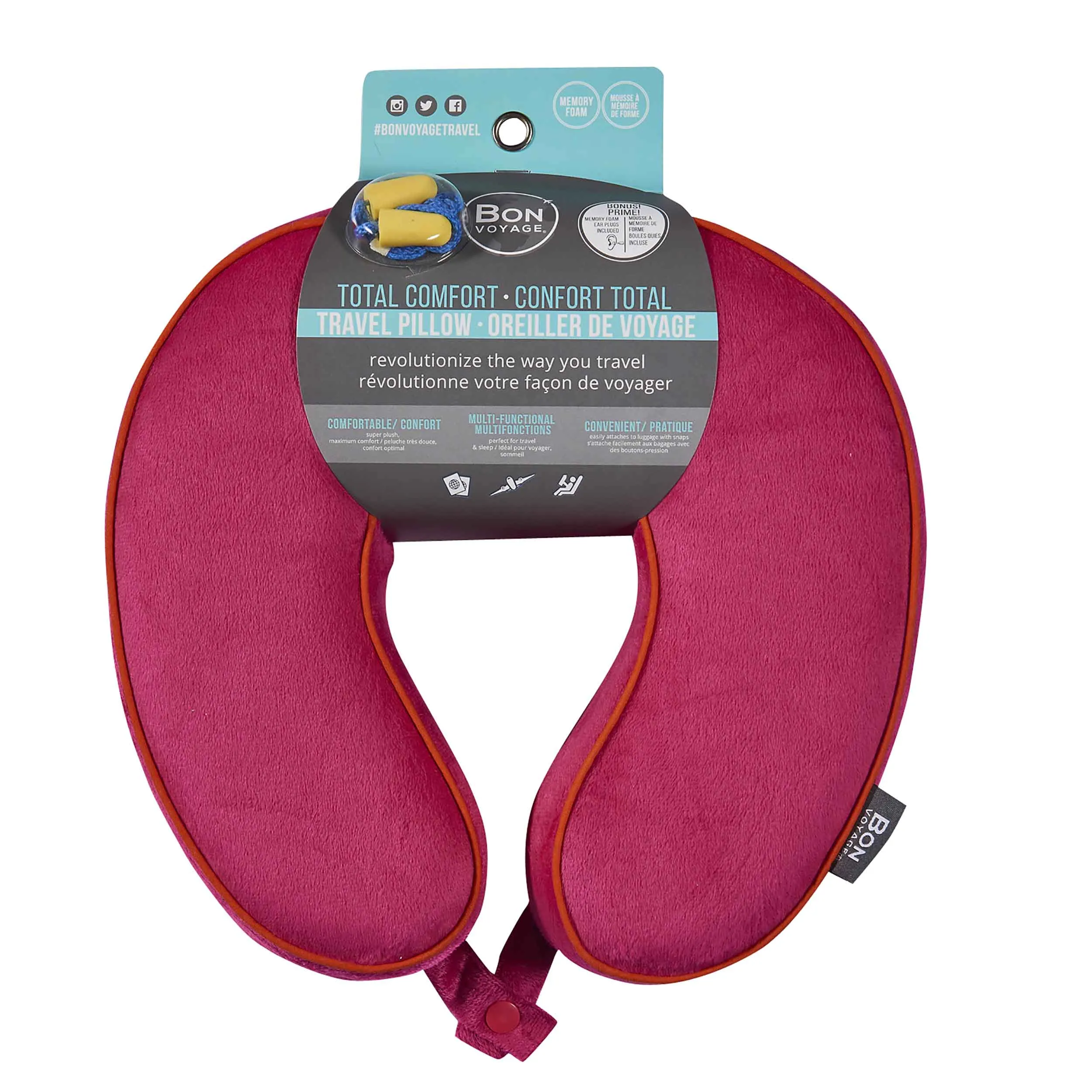 Premium Memory Foam Travel Neck Pillow - Red