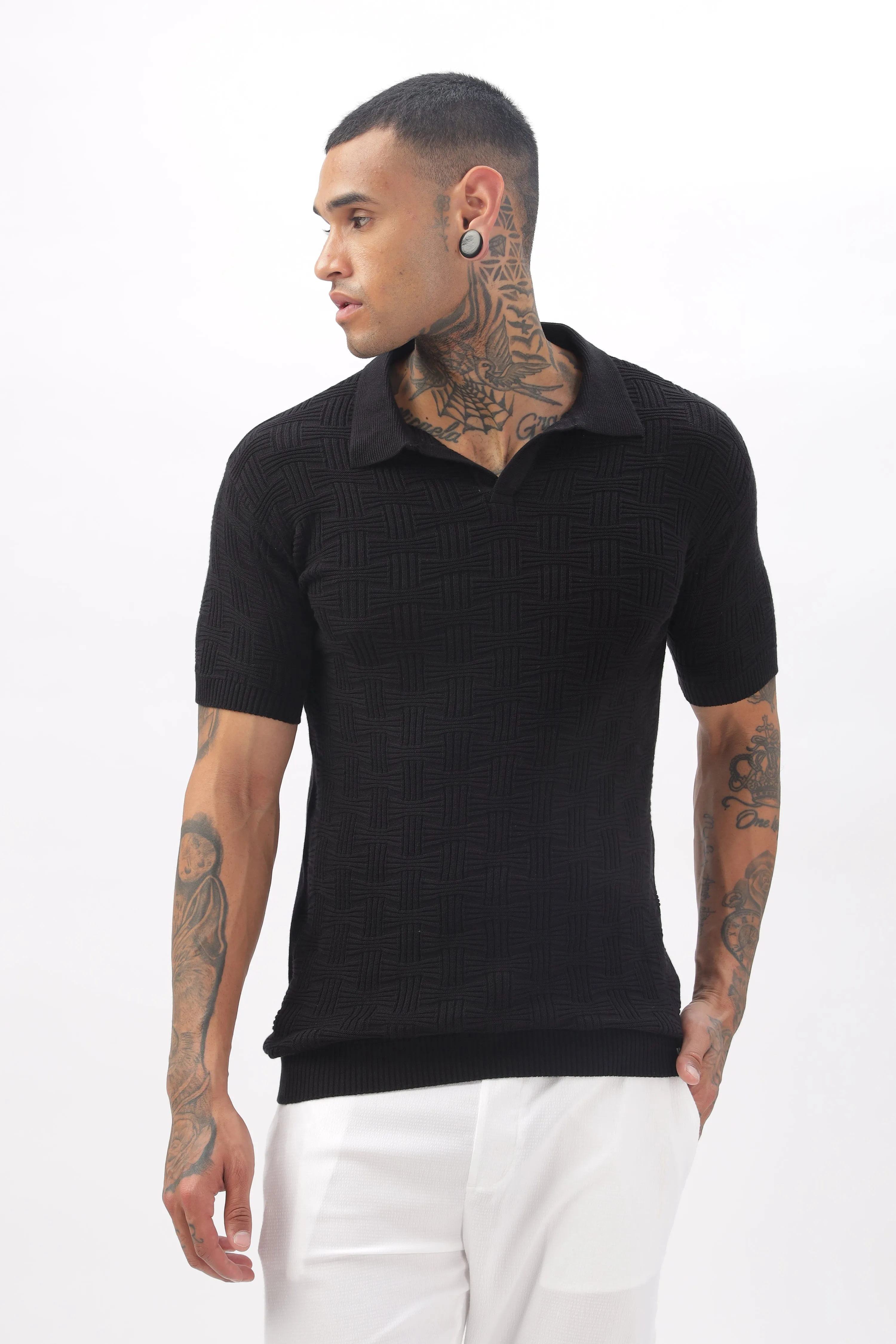 Urban Grid Polo Black T-shirt