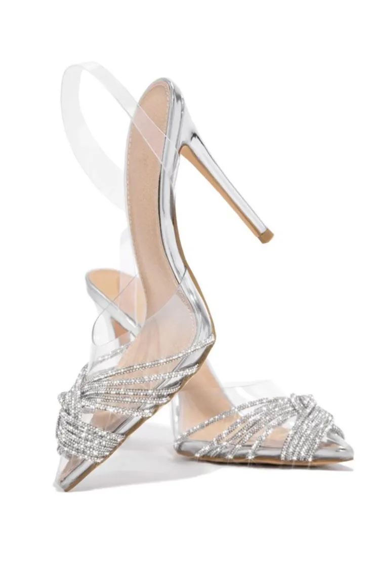 Vanessa Rhinestone Pointed Toe Pump - Silver