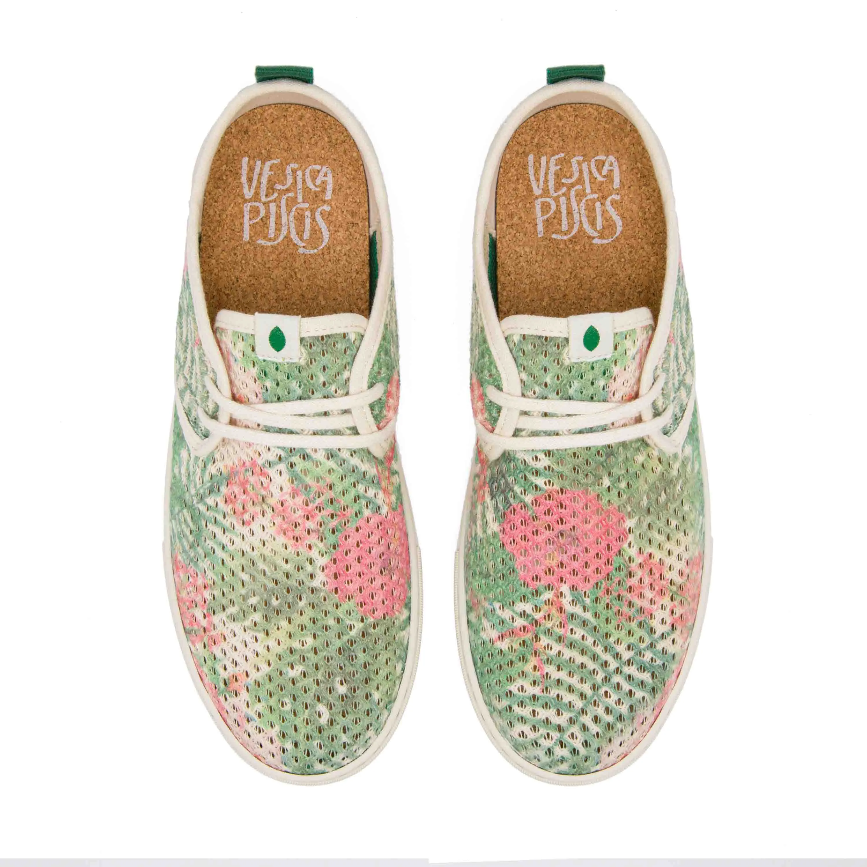 Vegan sneaker mesh white flowers SID039