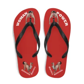 Woman Power Fabric Top Flip Flop Sandal Has Men Bow To Your Toes Red Color with White Letters (NEW 2023-04)