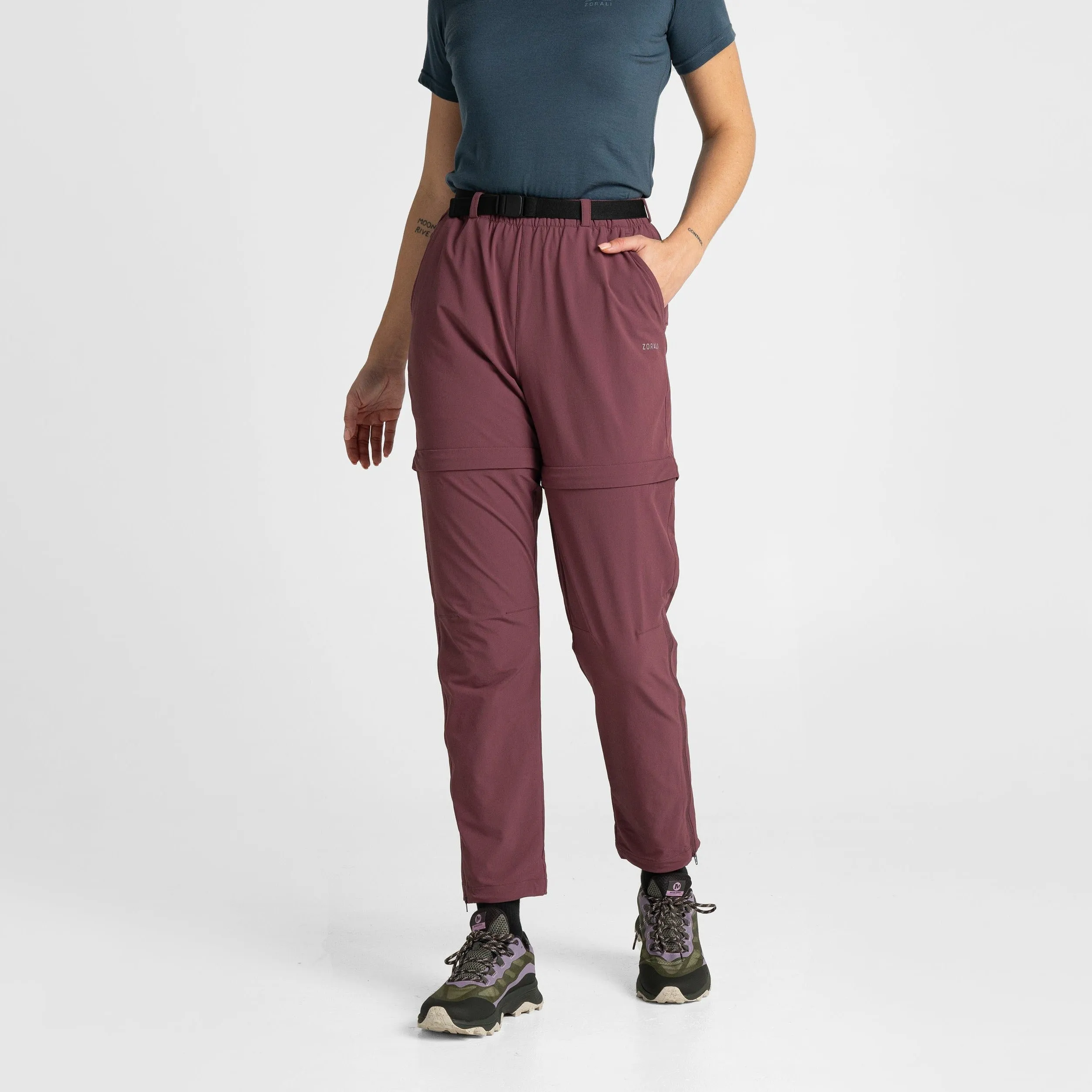 Womens Zip Off Pants Berry